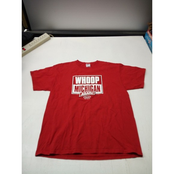 Delta Magnum Weight T-Shirt Short Sleeve Large Red Whoop Michigan Again Smack Ap - Picture 1 of 5